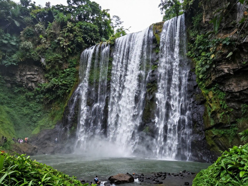 Sekumpul waterfall with multiple cascades in lush jungle setting