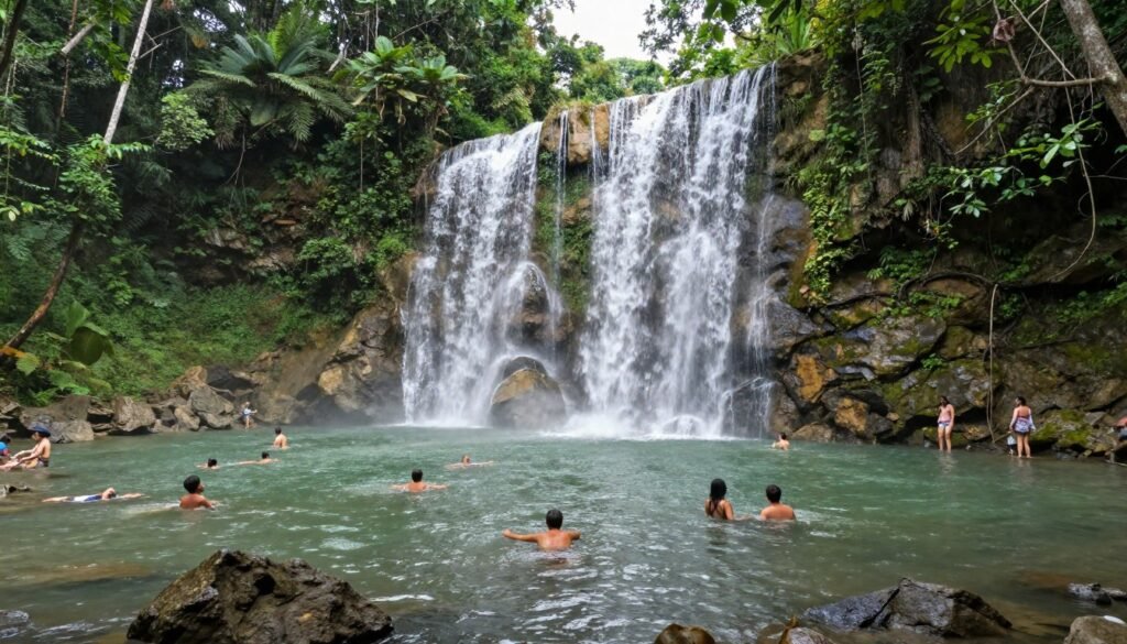 Seven Wells Waterfall cascading over rocks in Langkawi