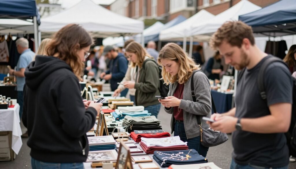 Shoppers at Camberwell Sunday Market