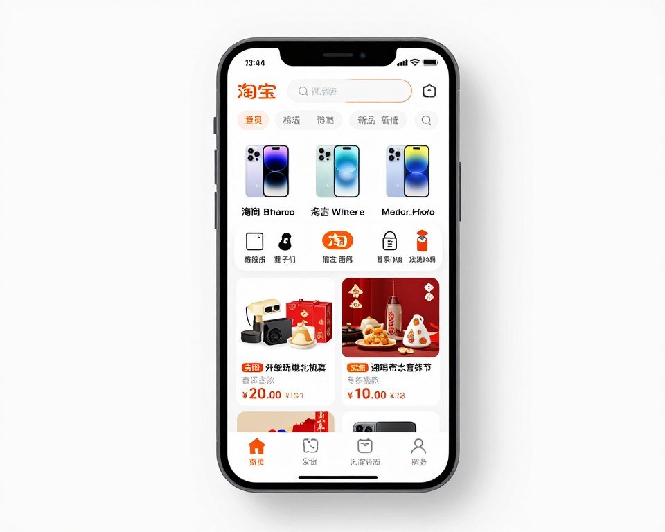 Shopping app interface showing Taobao products with English descriptions and pricing