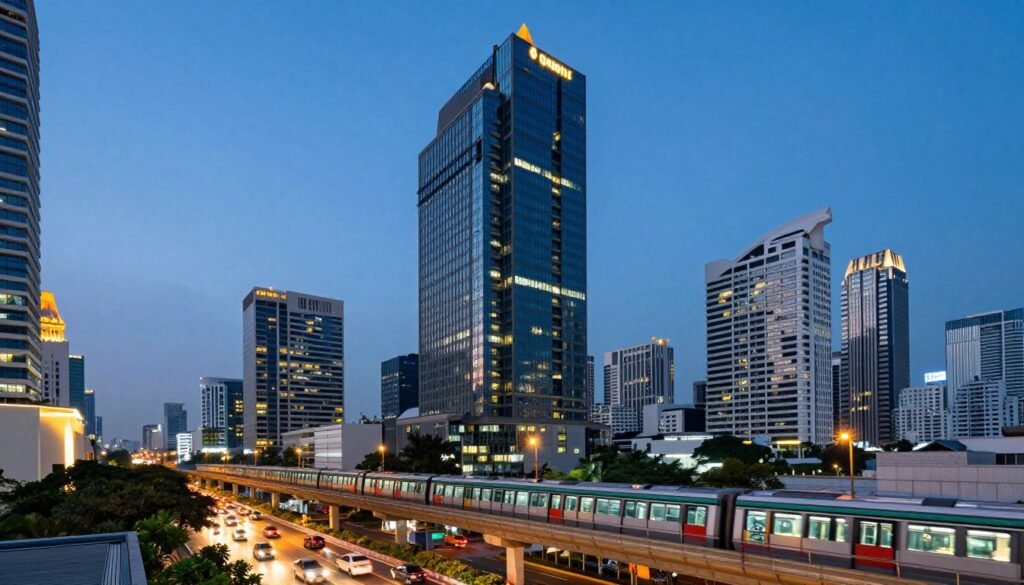 Silom Road business district in Bang Rak Bangkok