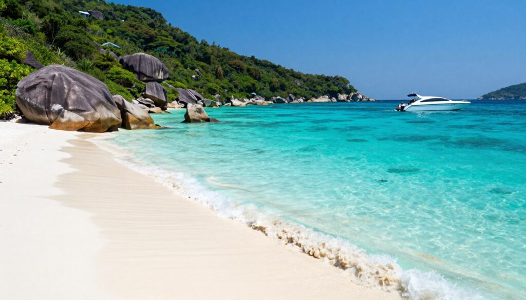 Similan Islands with white sand beach and turquoise water