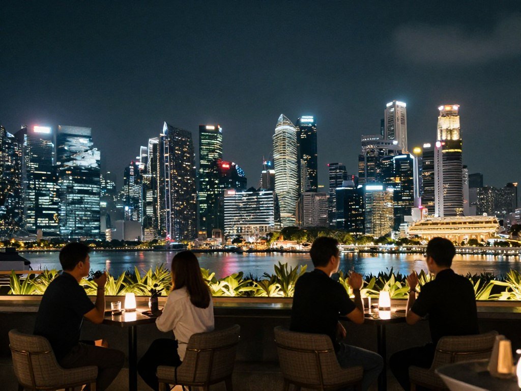 Singapore rooftop bar city view