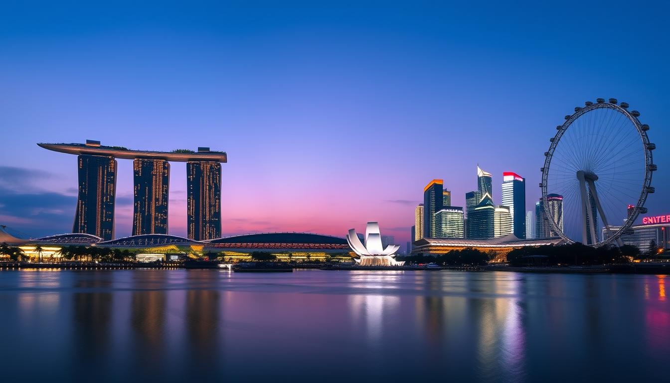 Singapore skyline featuring Marina Bay Sands and Gardens by the Bay, essential stops in any Singapore travel guide