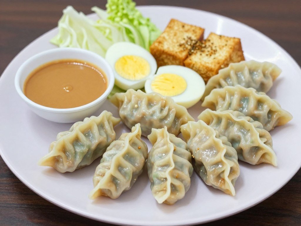 Siomay steamed fish dumplings with peanut sauce