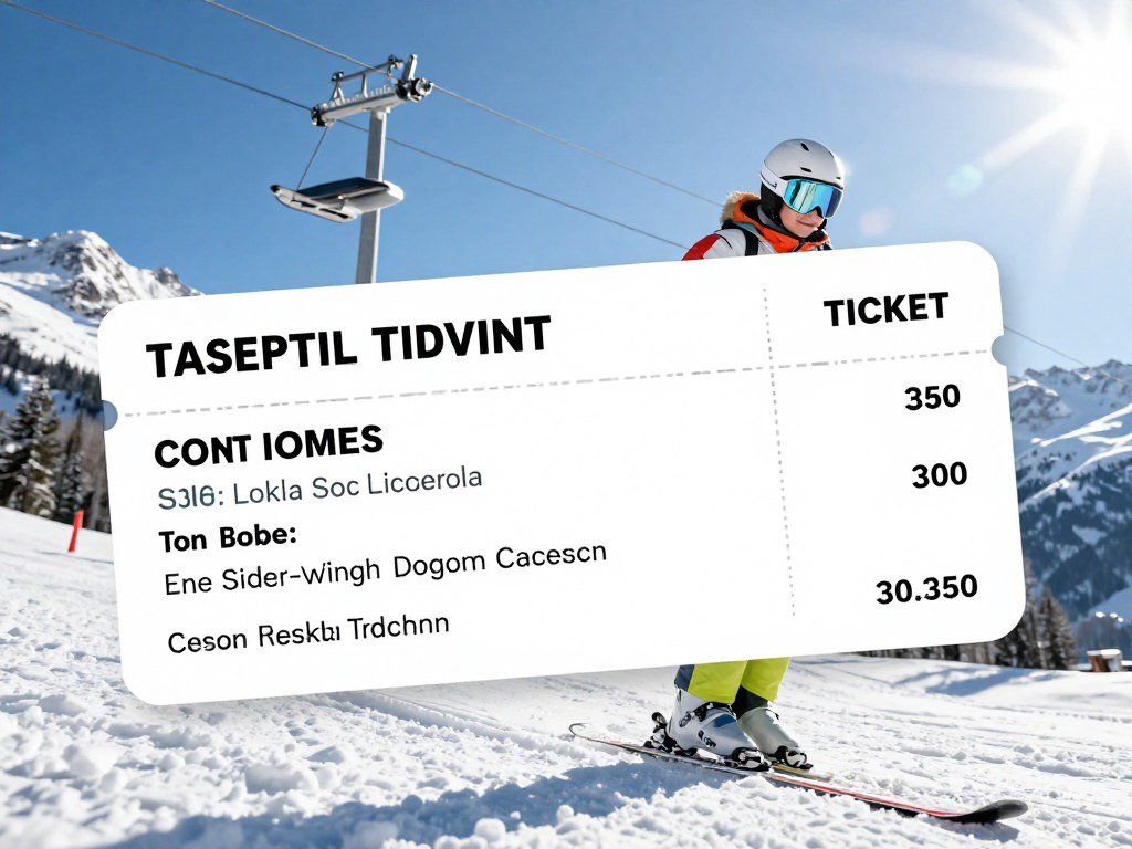 Ski resort lift ticket and equipment