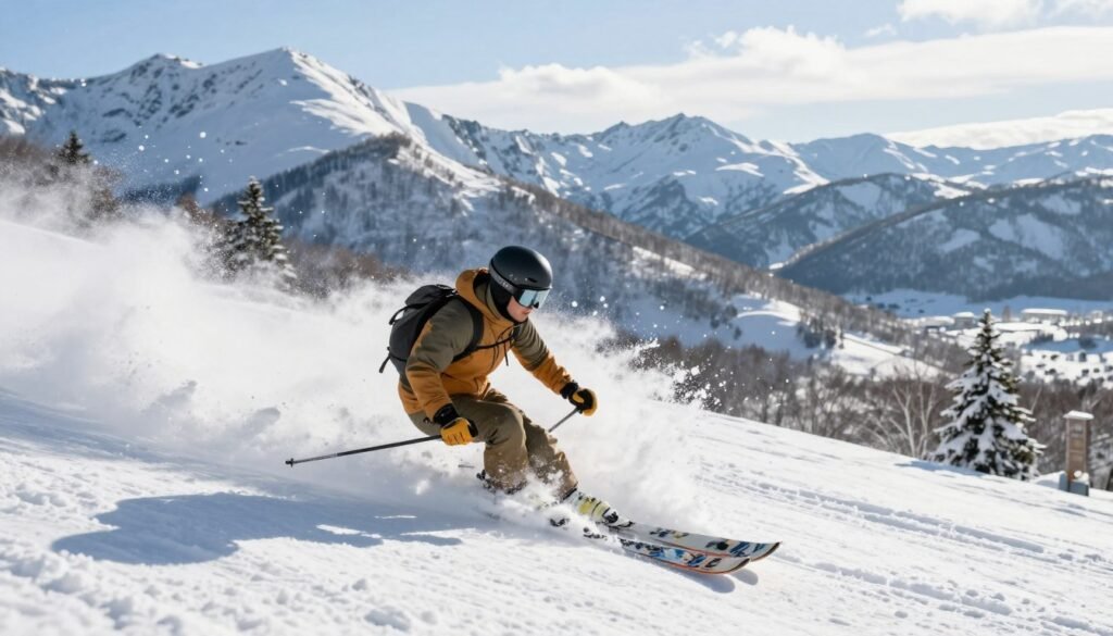 Skiers enjoying powder snow at Niseko resort