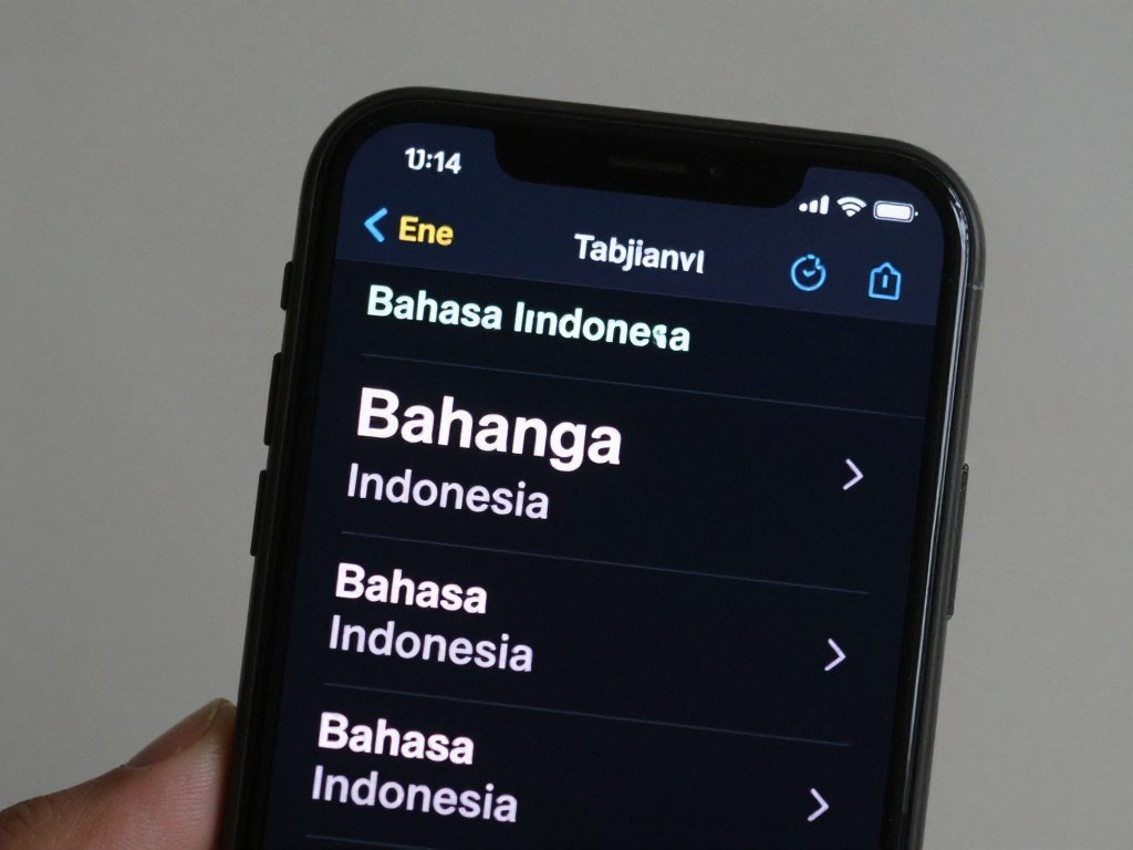 Smartphone displaying Indonesian translation app