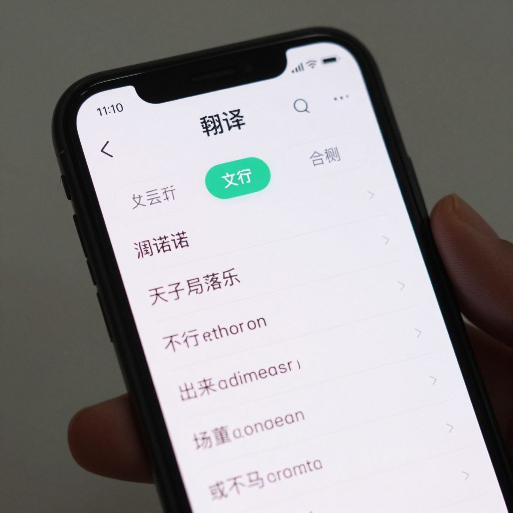 Smartphone showing translation app translating Chinese to English