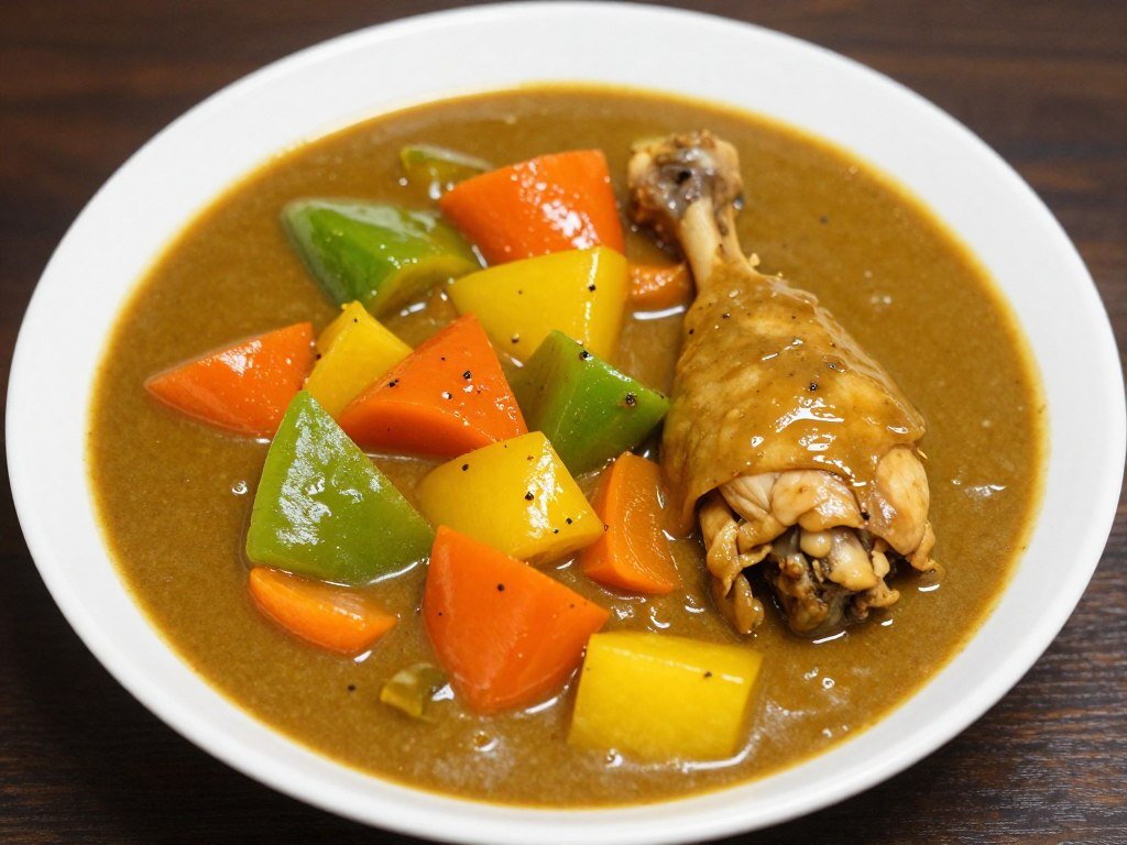 Soup curry bowl with vegetables and chicken