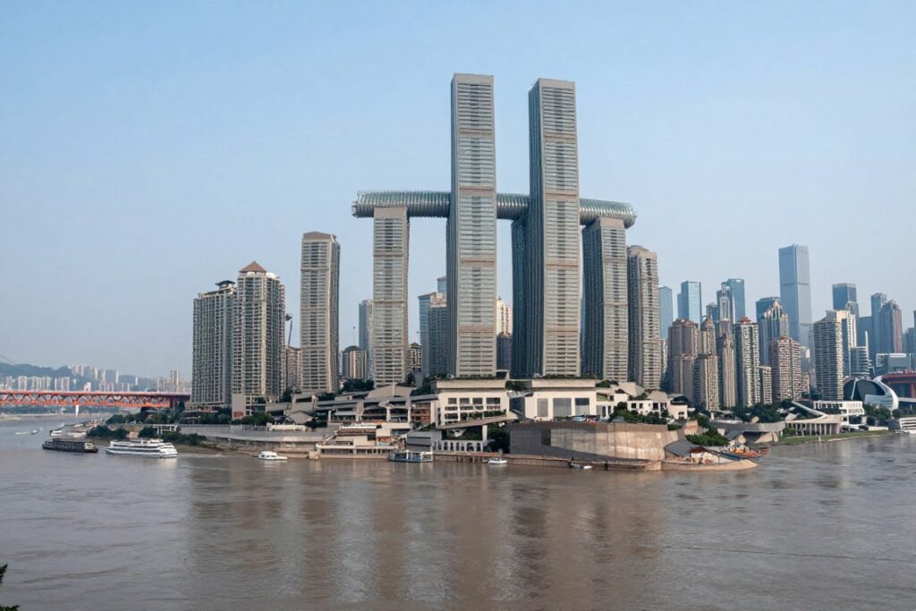 South bank Nan'an district with modern buildings and river views toward downtown
