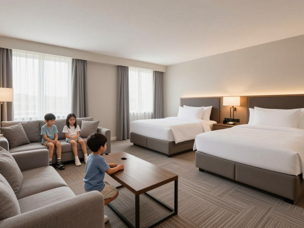 Spacious family suite with separate bedroom areas