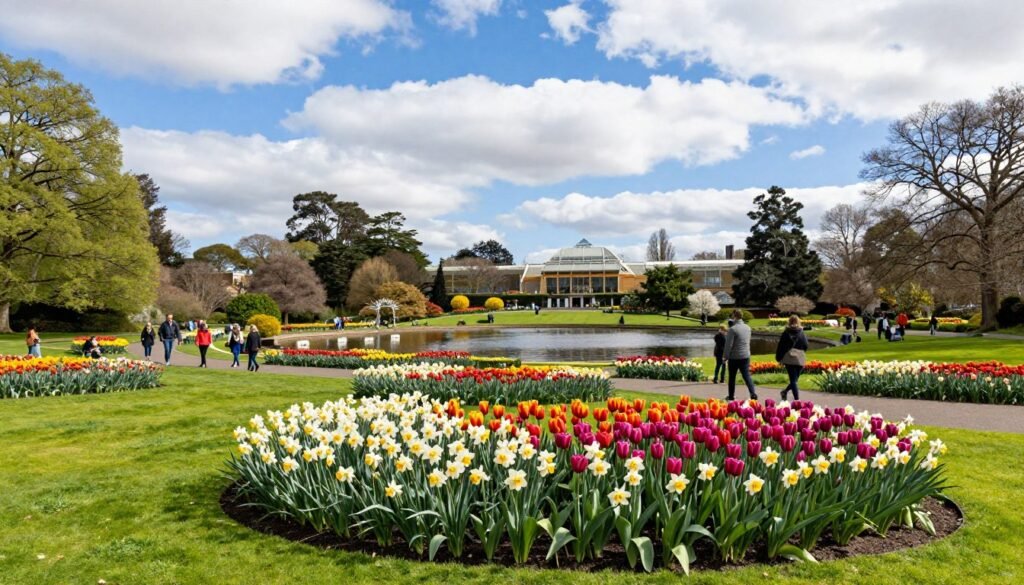 Spring flowers blooming in Royal Botanic Gardens Melbourne
