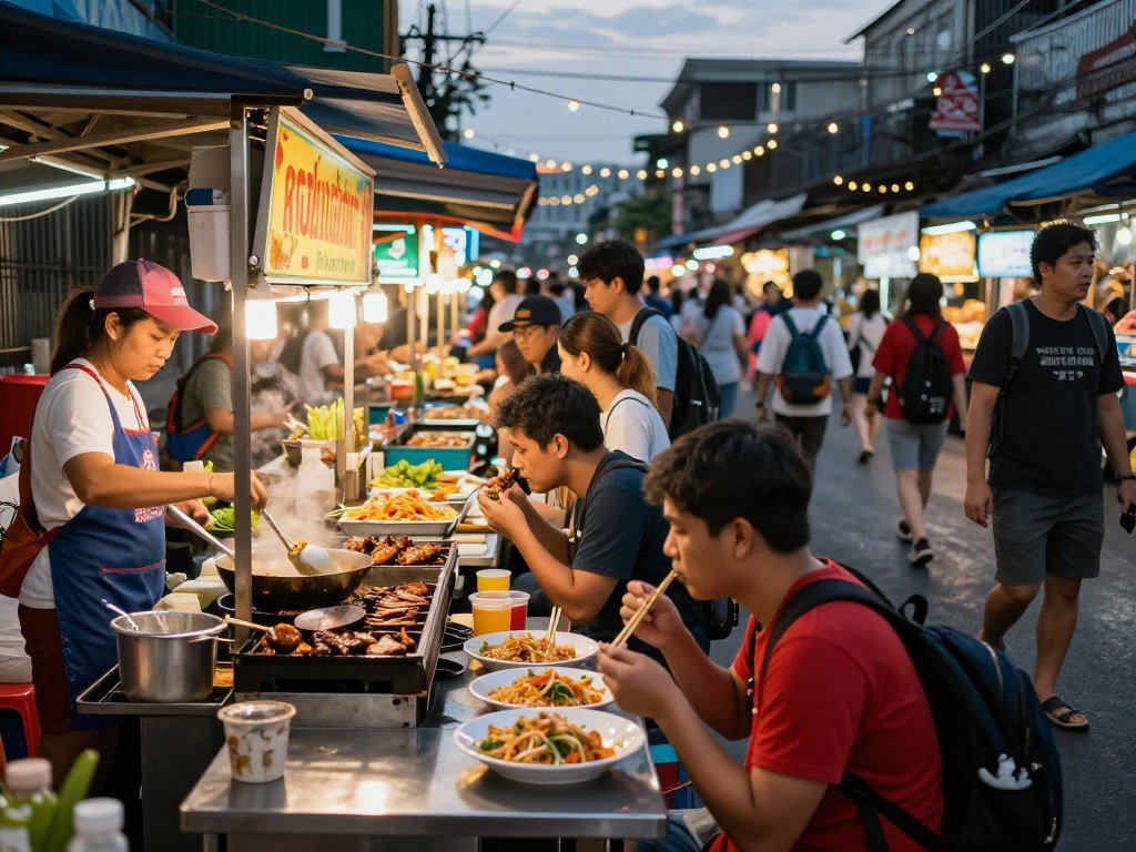 Street food vendors on Khao San Road in Bangkok