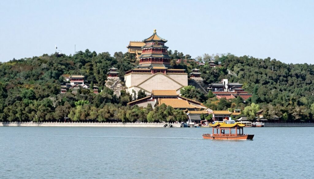 Summer Palace Kunming Lake with Longevity Hill and traditional buildings Summer Palace Kunming Lake with Longevity Hill and traditional buildings