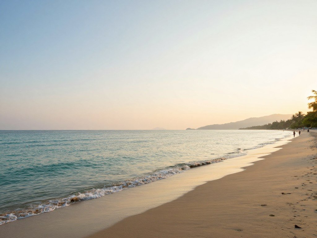 Sunrise over Mui Ne beach with early morning light