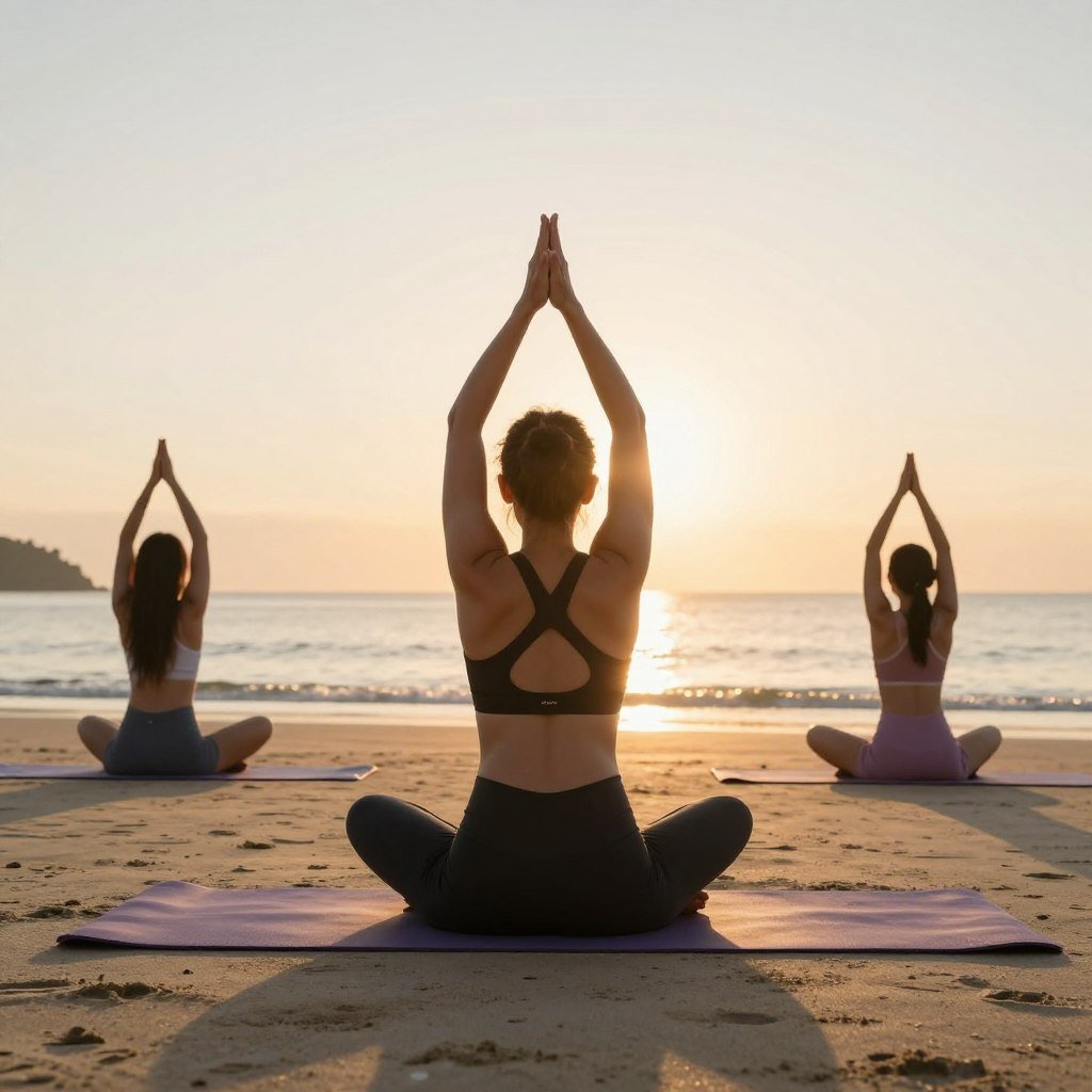 Sunrise yoga session on Mui Ne beach