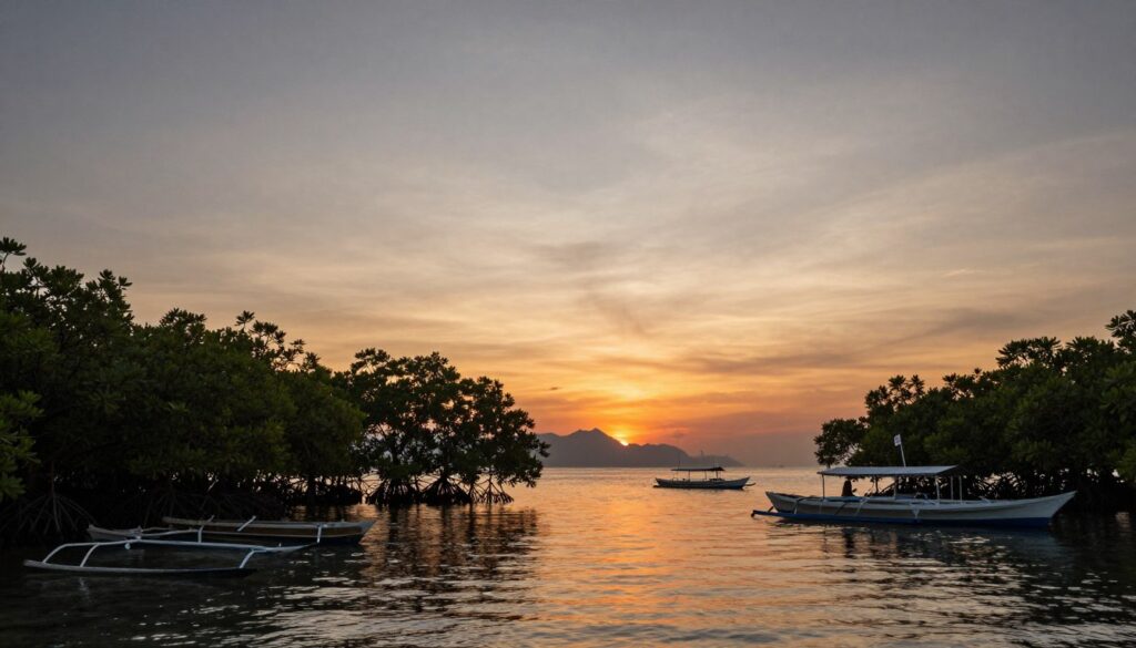 Sunset view from Nusa Lembongan mangrove area
