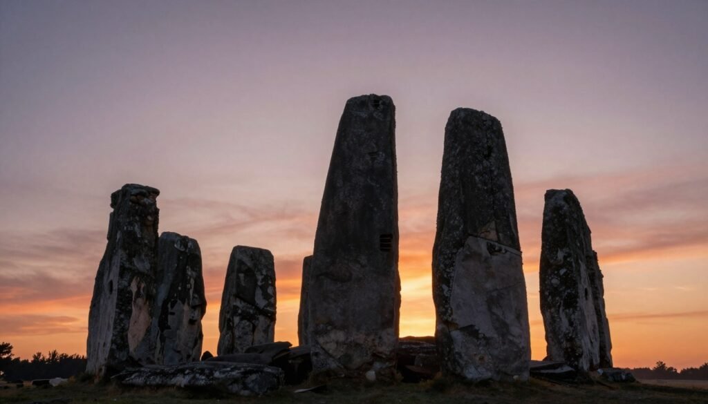 Sunset view over ancient historical site showing timeless beauty of preserved heritage