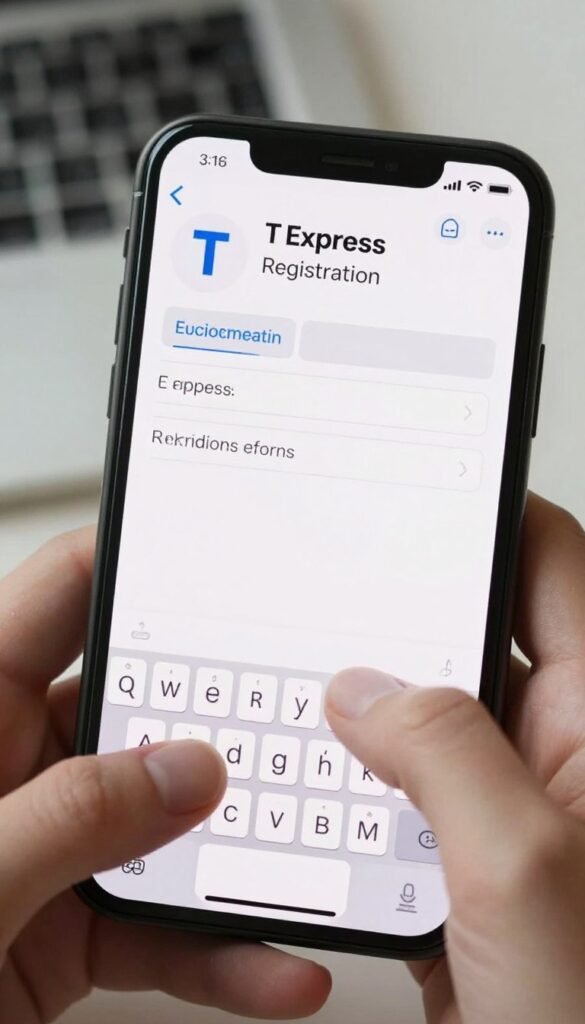 T Express account registration screen on smartphone