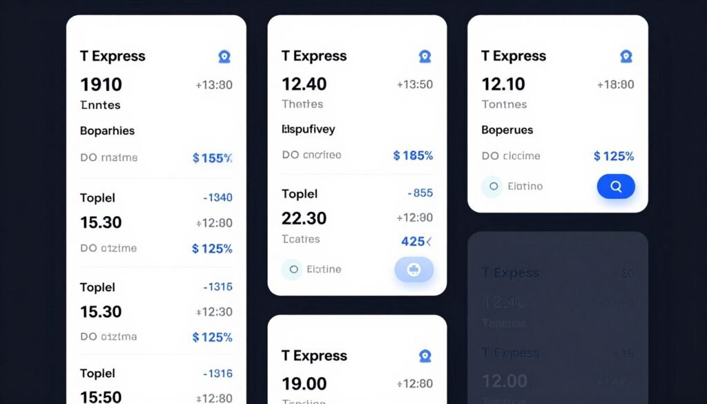 T Express train selection screen with prices and times