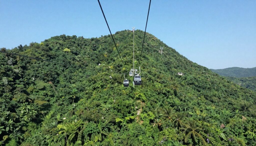 Ta Cu Mountain with reclining Buddha statue visible from below