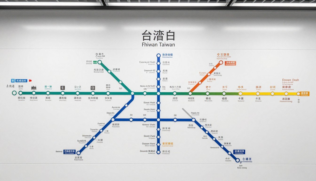 Taipei MRT system map showing color-coded train lines