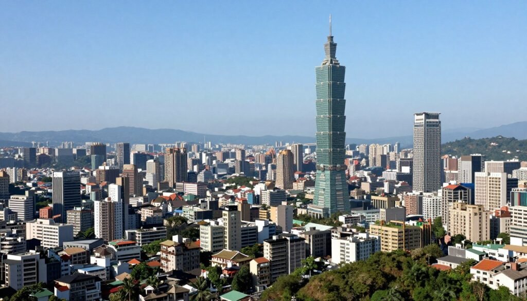 Taipei city panorama showing diverse neighborhoods and landmarks Taipei city panorama showing diverse neighborhoods and landmarks