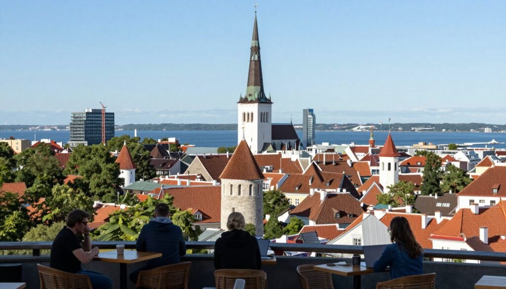 Tallinn medieval old town with modern digital infrastructure