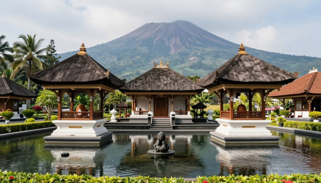 Taman Ujung water palace with pools and traditional architecture