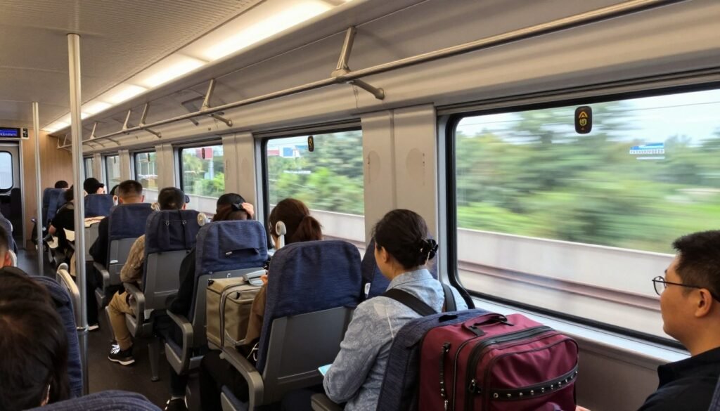 Taoyuan MRT Express train interior during journey
