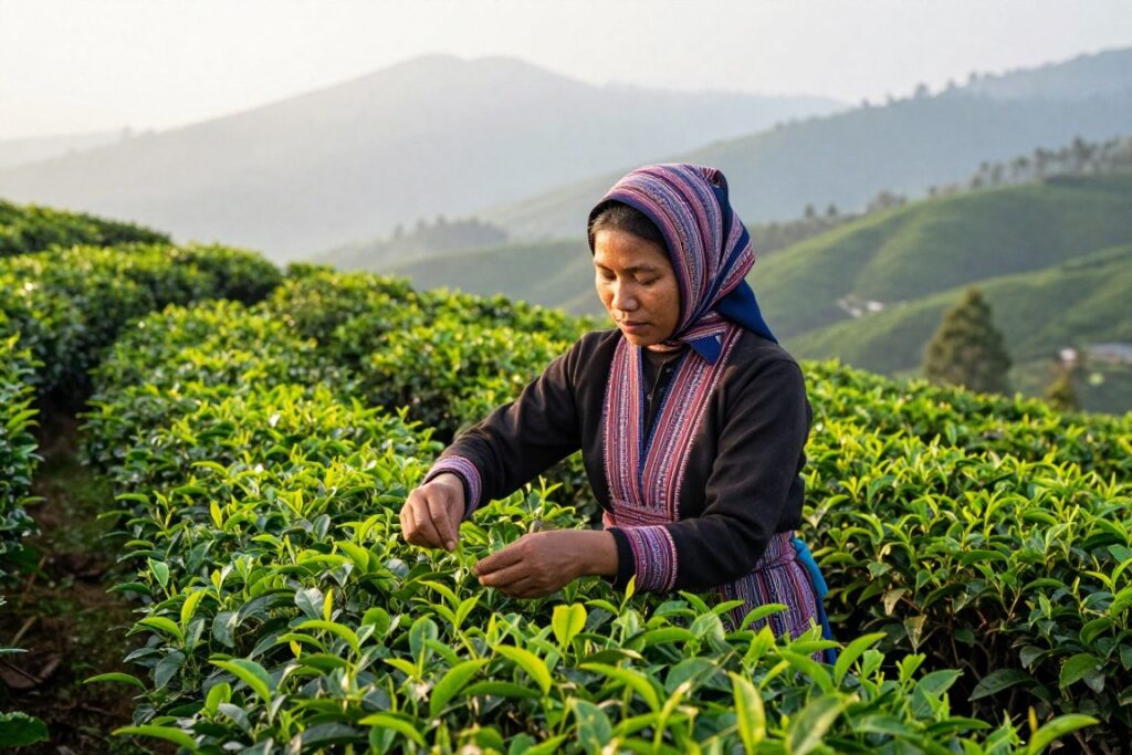 Tea plantation worker at Cameron Highlands