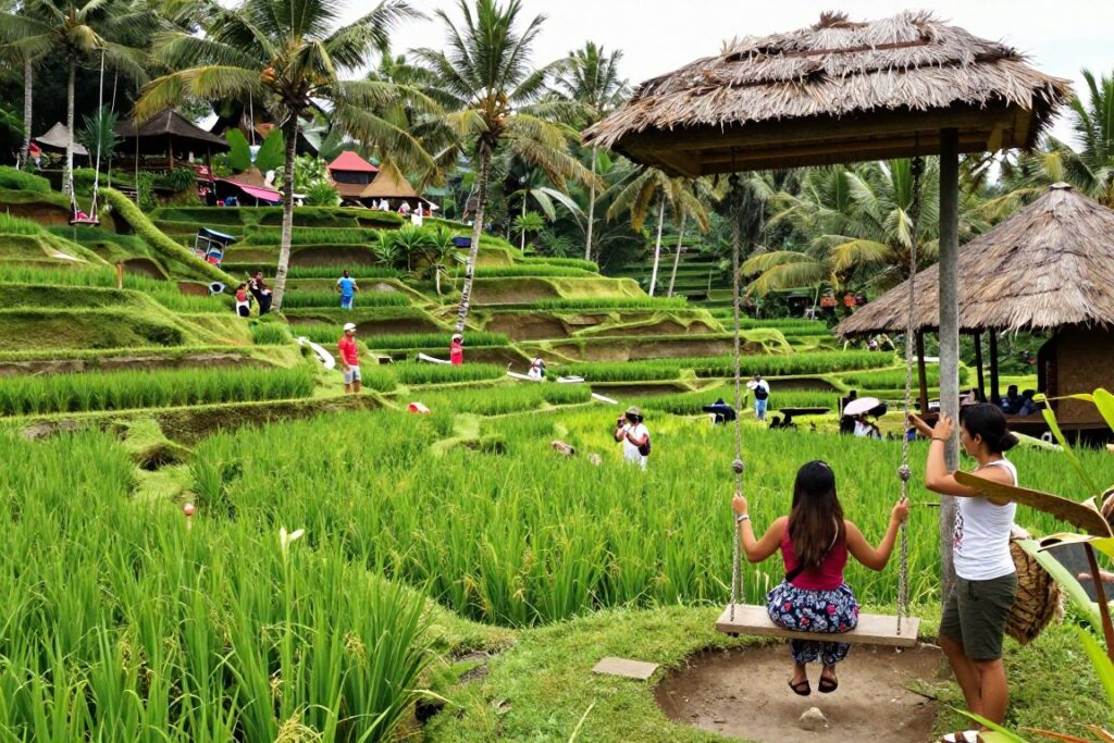 Tegalalang rice terraces with traditional swing