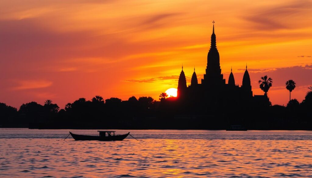 Thailand sunset temple silhouette travel guide inspiration