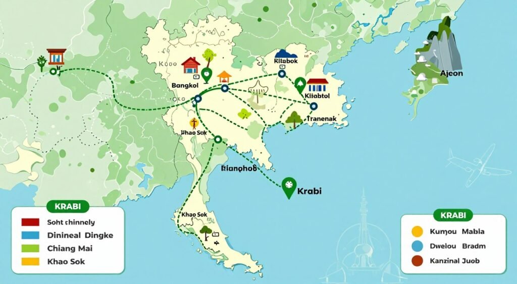 Thailand sustainable travel itinerary map route planning eco-tourism