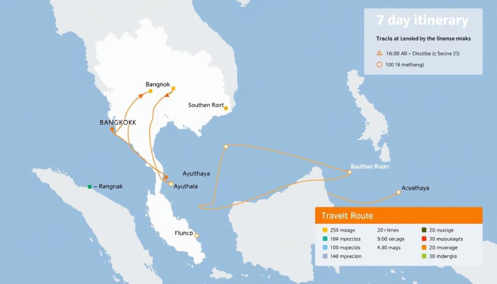 Thailand travel itinerary map with route Thailand Travel Guide