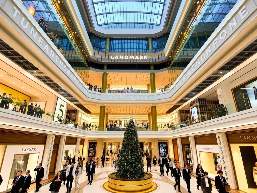 The landmark shopping mall atrium in Hong Kong, a luxury shopping destination in a Hong Kong travel guide