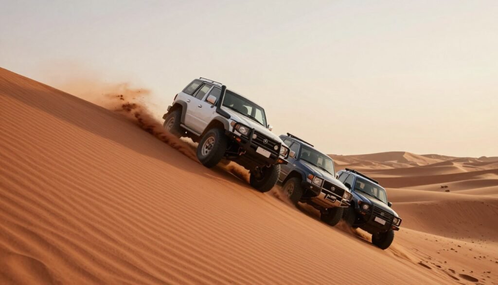 Thrilling dune bashing experience during Dubai desert safari Thrilling dune bashing experience during Dubai desert safari
