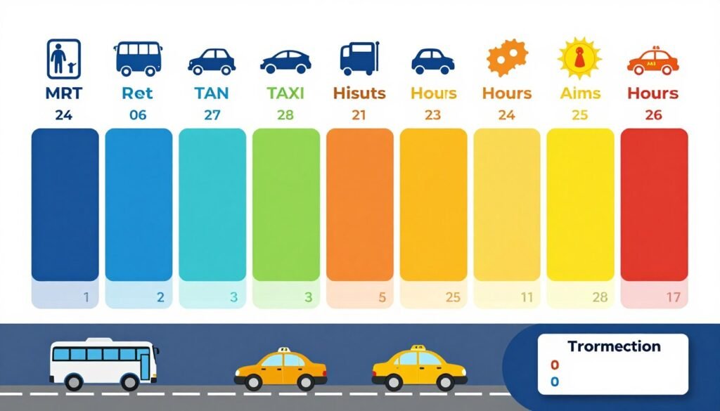Timeline showing best transport by arrival time