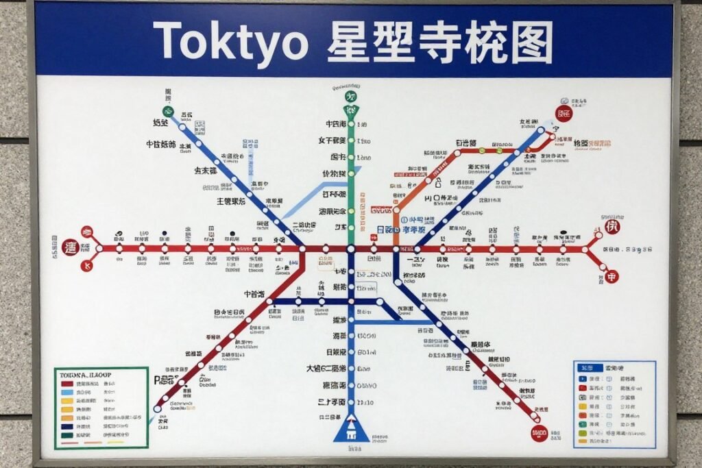 Tokyo train map showing Yamanote loop line and major stations