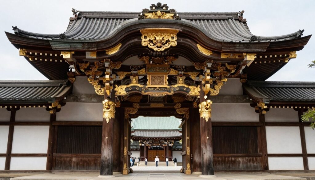 Toshogu Shrine ornate golden gate in Nikko