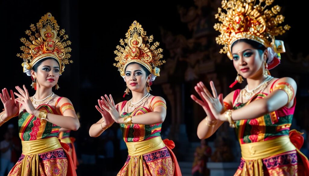 Traditional Balinese dance performance with elaborate costumes - Bali travel guide