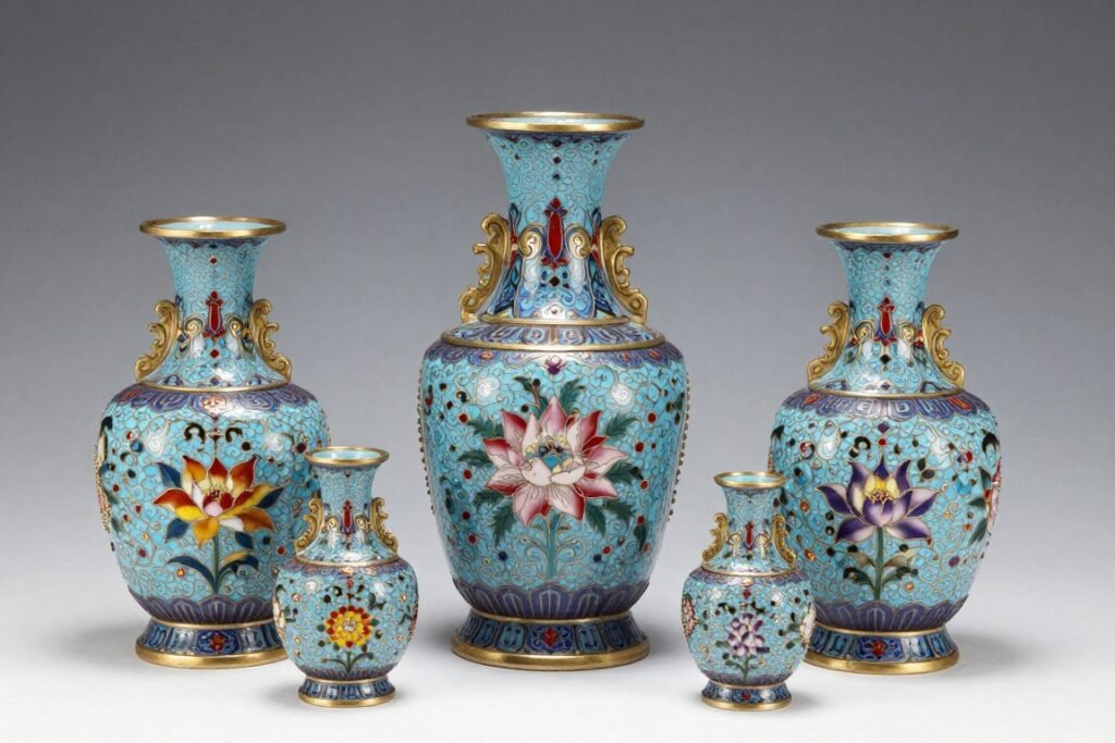 Traditional Chinese cloisonne vases and decorative items Traditional Chinese cloisonne vases and decorative items