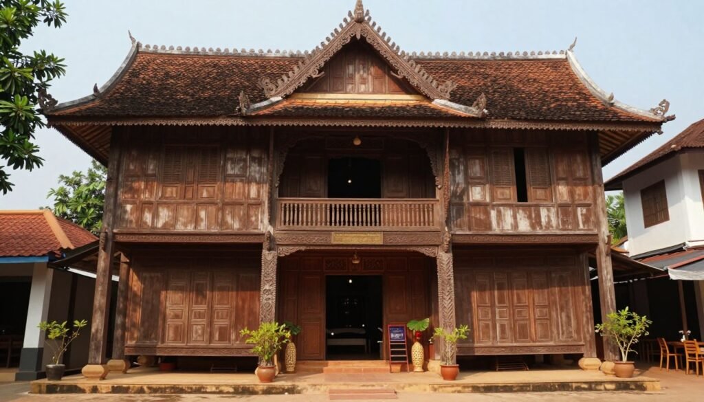 Traditional Khmer wooden guesthouse in Old Market area Traditional Khmer wooden guesthouse in Old Market area