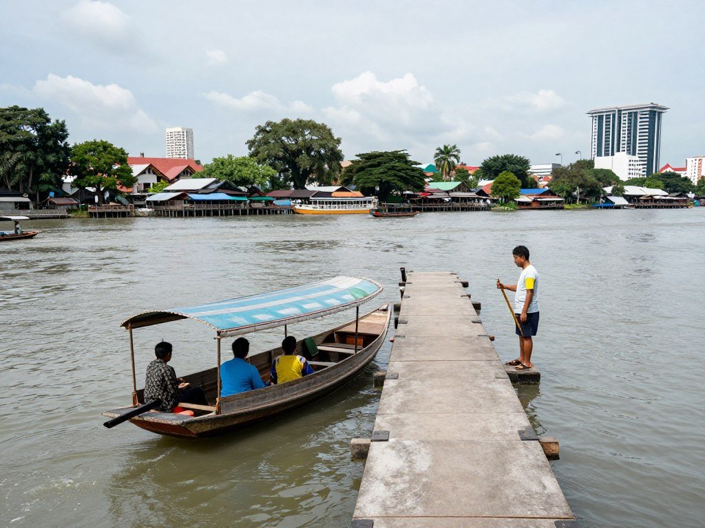 Traditional Sarawak river taxi boat
