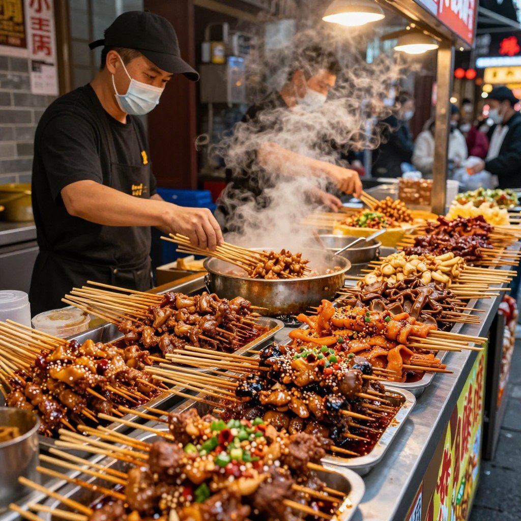 Traditional Sichuan snacks and street food at Jinli Street