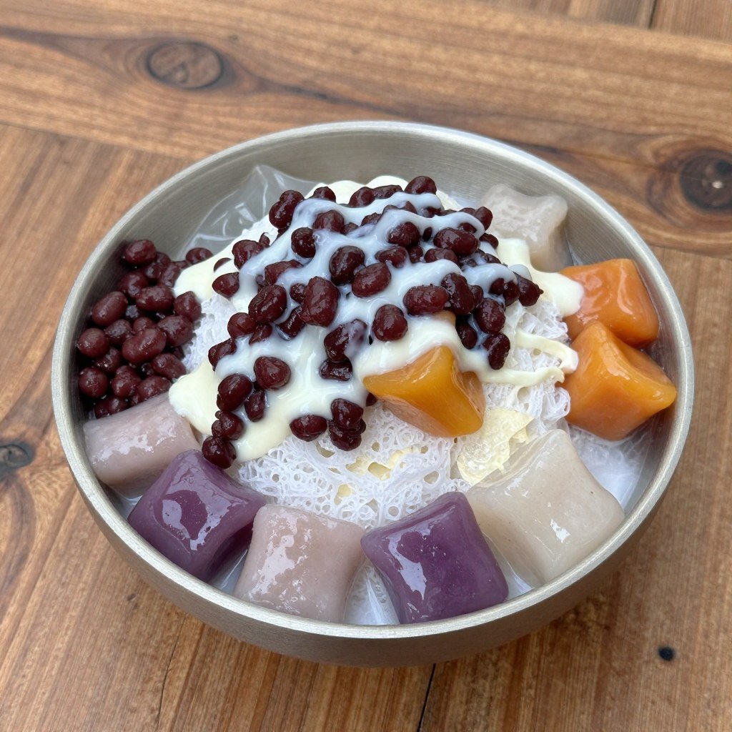Traditional Taiwanese shaved ice dessert with multiple toppings