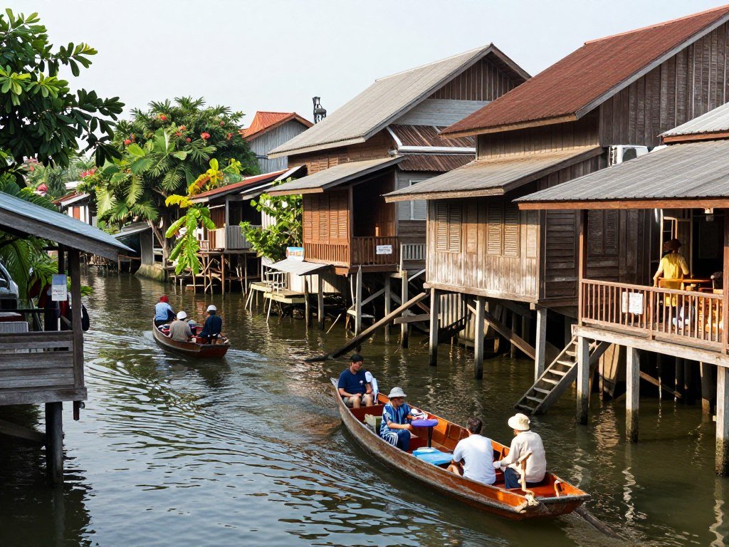 Traditional canal community in Bang Phlat