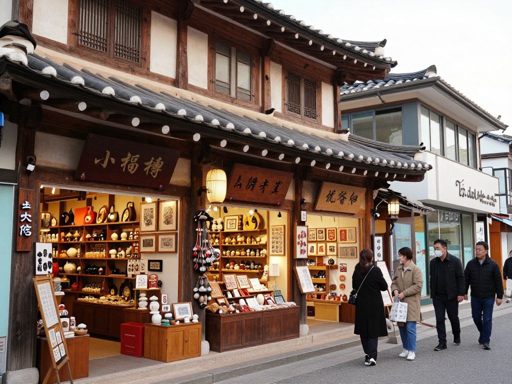 Traditional shops and galleries along Insadong street