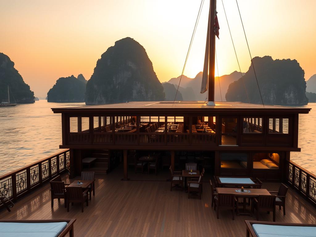 Traditional wooden junk boat for overnight cruises in Ha Long Bay - Vietnam Travel Guide